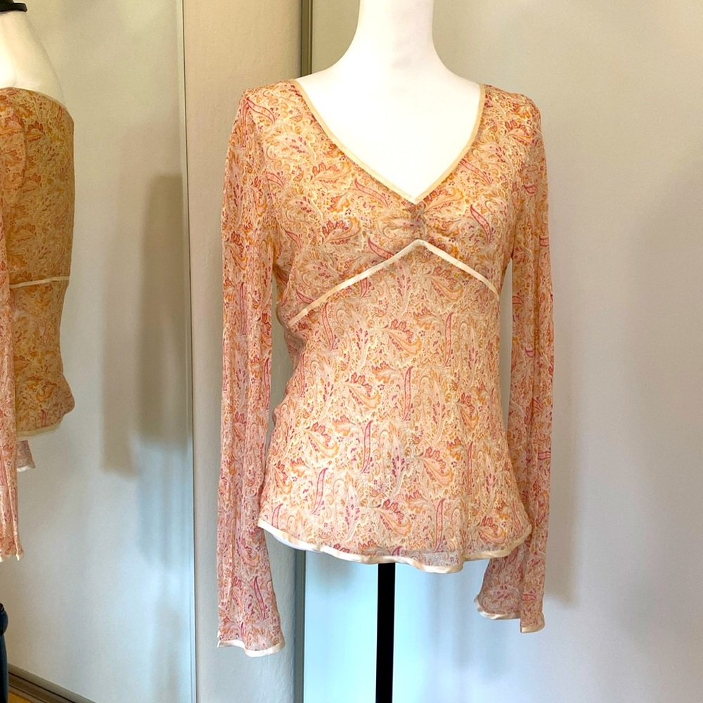 Silk Ann Taylor Pink Paisley Top